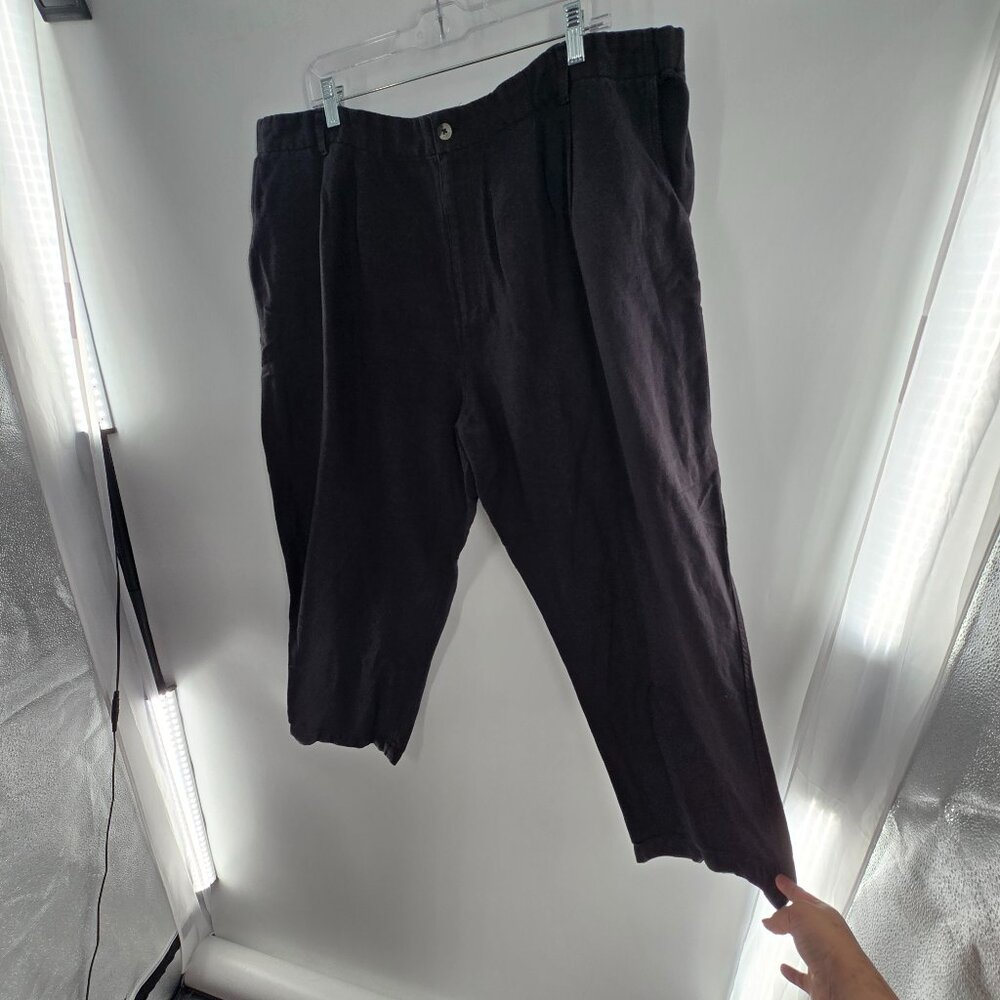Able Black Linen Cotton Blend Charlie Tapered Oversize Pants Pockets Size 14